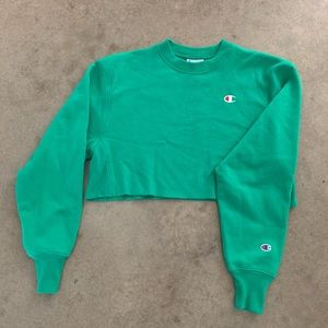 Womens Champion Cropped Sweatshirt Small Green